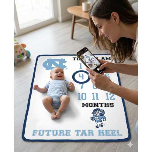 Future Tailgater North Carolina Tar Heels Collegiate Licensed Baby Milestone Blanket Photo Prop