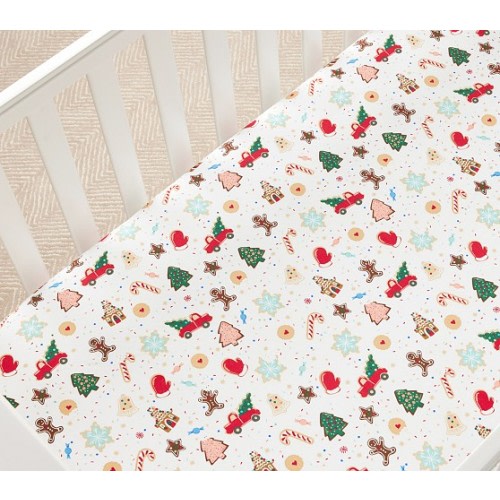 Rifle Paper Co. Christmas Cookies Organic Crib Fitted Sheet | Pottery Barn Kids