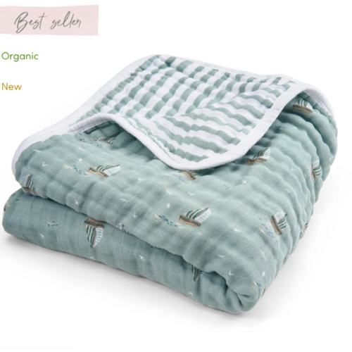 aden + anais Organic Cotton Muslin Blanket in Sailing Seas