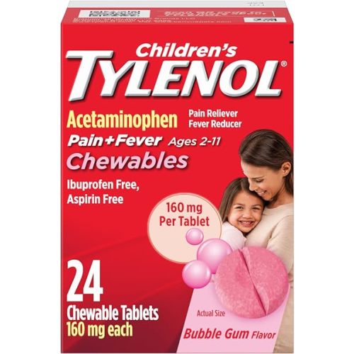 Children's Tylenol Chewables, Acetaminophen 160 mg, Bubble Gum, 24 ct
