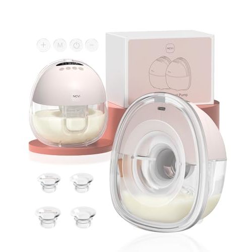 NCVI Wearable Breast Pump Hands Free, Double Electric Pump for Working Moms with Strong Suction, 4 Modes 9 Levels, 180min Battery for All Day Office & Travel Use, 19/21/24mm Flange, <40dB Quiet