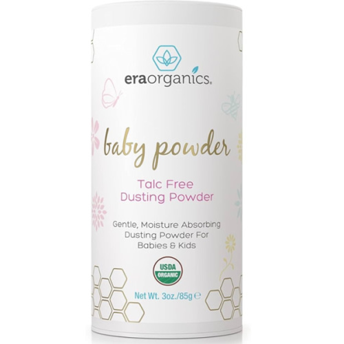 Era Organics Talc-Free Organic Baby Powder - USDA Organic Dusting Powder with Arrowroot, Calendula and Cornstarch for Newborns, Babies or Toddlers - Soothing, Fragrance Free, Made in USA (3oz/85g)