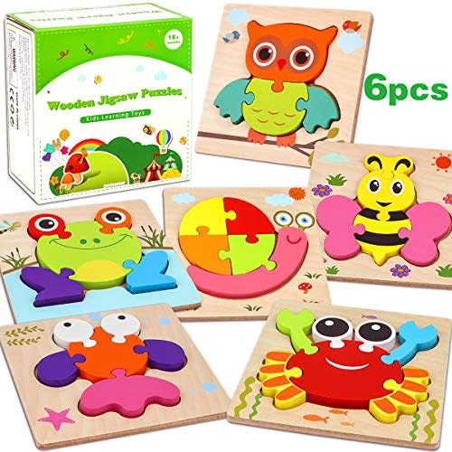 Wooden Montessori Puzzles for Toddlers Kids: Toys for 1+ Year Old Boy Girl | Toddler Puzzles Ages 1-3 2-4 Montessori Toys Gifts for 1 2 3 Year Old Girls Boys Kids Baby Preschool Learning Educational Toy