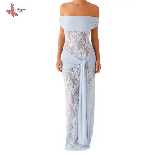 Women's Long Evening Dress Short Sleeve Off Shoulder Strapless | Black Friday Sale TikTok Shop