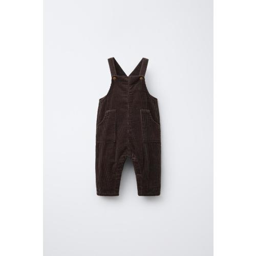 LONG CORDUROY OVERALLS - Dark brown | ZARA United States