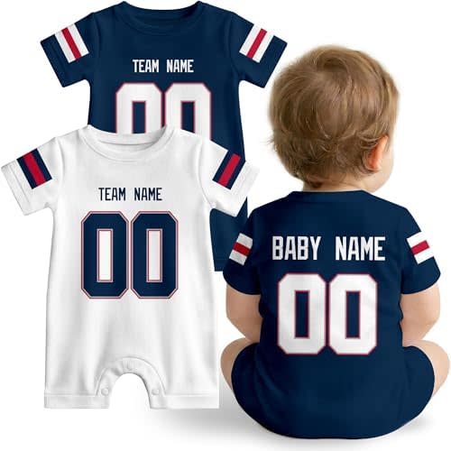 KREDE Baby Clothes Custom Baby Romper with Name Number Personalized Bodysuit for Baby Boys Girls