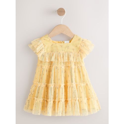 Yellow Ditsy Baby Mesh Dress (0mths-2yrs)