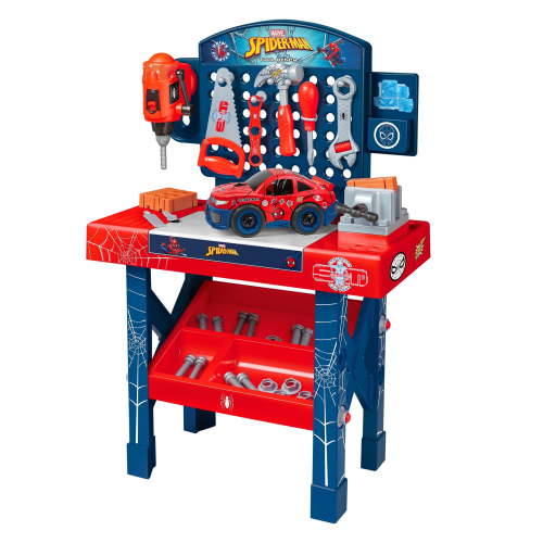 "World Tech Toys Spider-Man Tool Bench Playset, Take Apart Car, 54-Piece Set, 29.5"" Height"