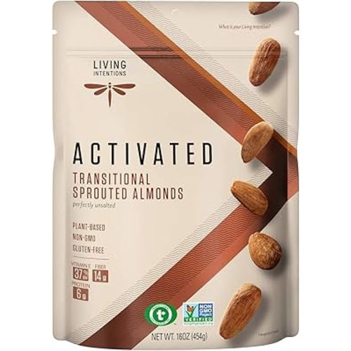 Living Intentions Sprouted Transitional Almonds, Nongmo, Gluten Free, Vegan, Paleo, Kosher,16 Oz