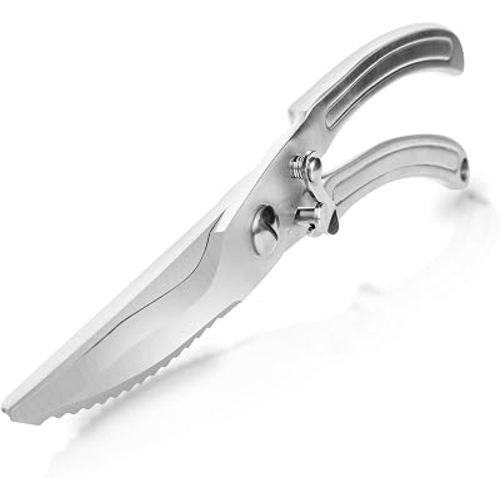 Heavy Duty Kitchen Shears, All Stainless Steel Kitchen Scissors for Food & All Purpose, with Fish Scale Scraper, Rustproof Food Scissors for Meat Poultry Seafood