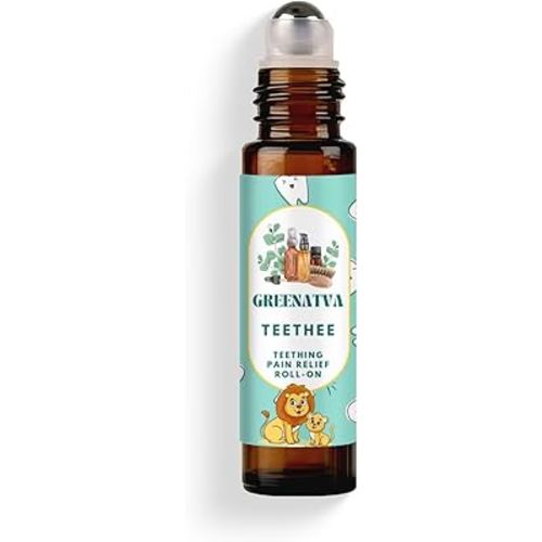 Teethee by Greenatva - Natural Baby Teething Relief Roller (3+ Months), Chamomile & Lavender Teething Oil Roll On, Travel-Friendly Teething Essentials, 10ml/0.3 Fl Oz