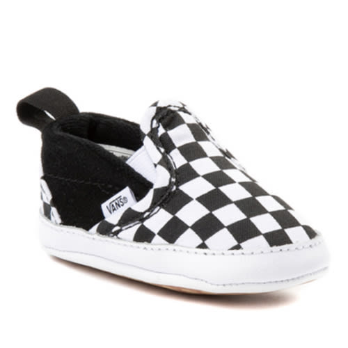 Vans Slip-On V Checkerboard Crib Shoe - Baby - Black / White | Journeys