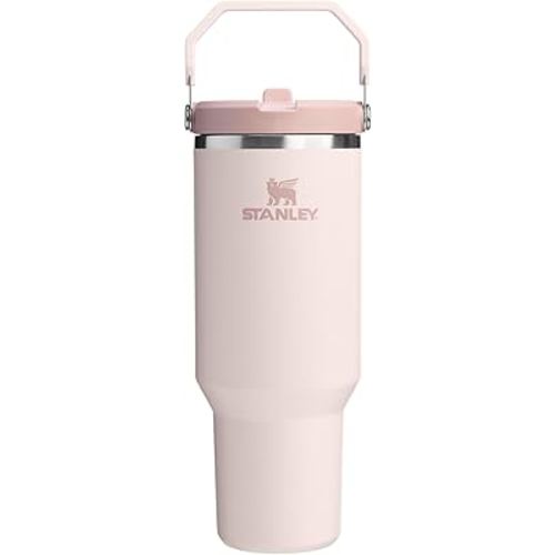 STANLEY IceFlow 2.0 Flip Straw Tumbler with Handle 40 oz | Twist On Lid and Flip Up Straw | Leak Resistant Water Bottle | Insulated Stainless Steel | BPA-Free | Rose Quartz