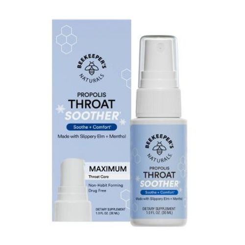 Beekeepers Naturals Propolis Throat Support Cool and Calm Spray - Propolis Menthol - 1 fl oz: Cold, Cough or Flu Treatment, Contains Vitamin C