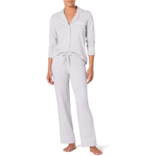 Amazon Essentials Women's Long Sleeve Cotton Modal Pajama Set, Loungewear with Full-Length Bottom
