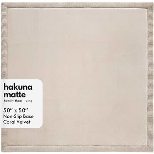 Hakuna Matte CloudSoft Play Mat - Beige 50" x 50" Super Soft | Waterproof Baby Rug | Luxury Cushioned Comfort | Safe & Non-Toxic for Tummy Time | OEKO-TEX Certified Modern Home Decor