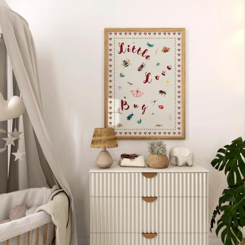 Love Bug Nursery Print - Vintage Insect Art, Kids Decor