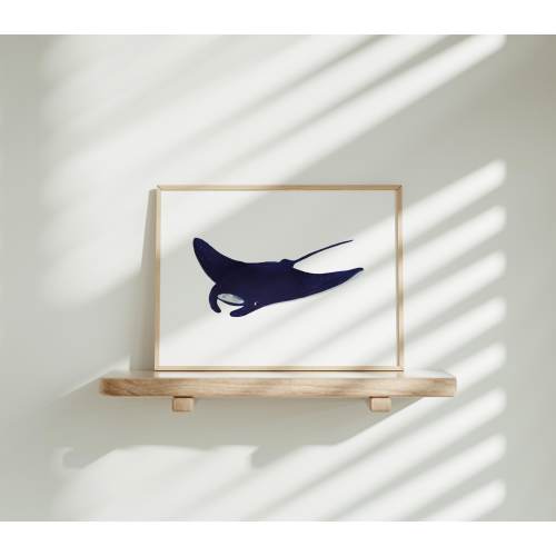 Manta Ray Art Print | Whimsical Fish Wall Art | Aquarium Lover Gift | Marine Biology Art