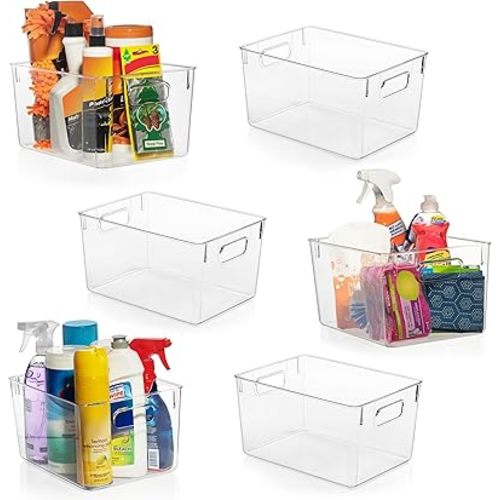 ClearSpace Clear Plastic Storage Bins – Pantry Organizers & Storage Containers, Cabinet Organizer - Home Organization Must Haves for Kitchen, Laundry Room, Office, Closet, Garage & Freezer