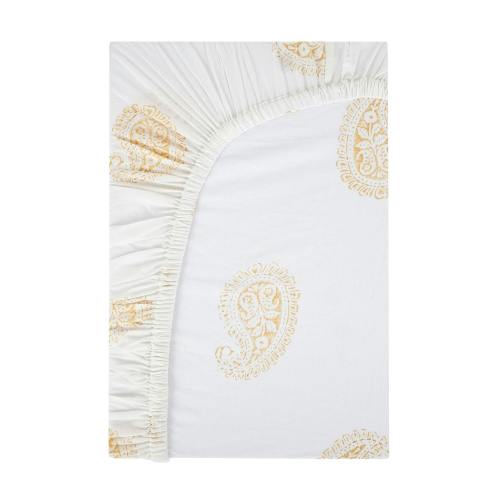 Block-Printed Cotton Fitted Crib Sheet