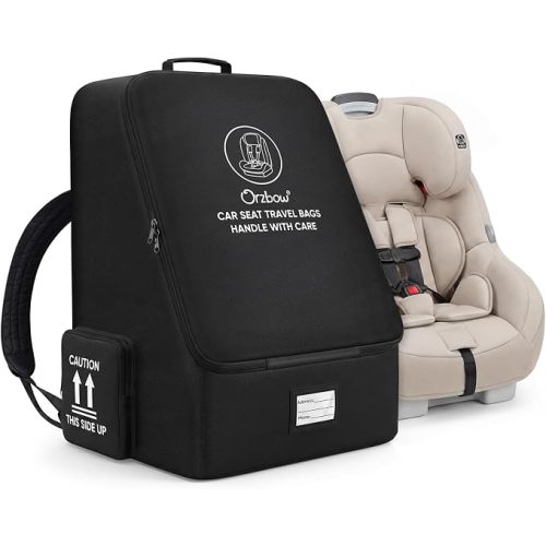 Orzbow Padded Car Seat Travel Bag for Airplane, Carseat Backpack Bag, Black