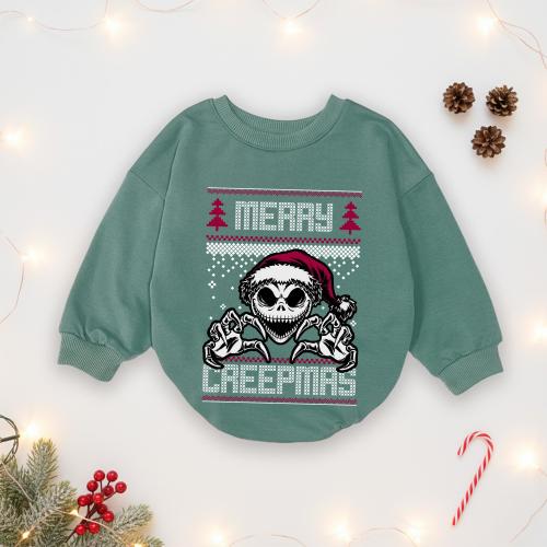 Merry Creepmas Jack Skellington Romper | Ugly Sweater Baby Jumpsuit | Goth Christmas Gift