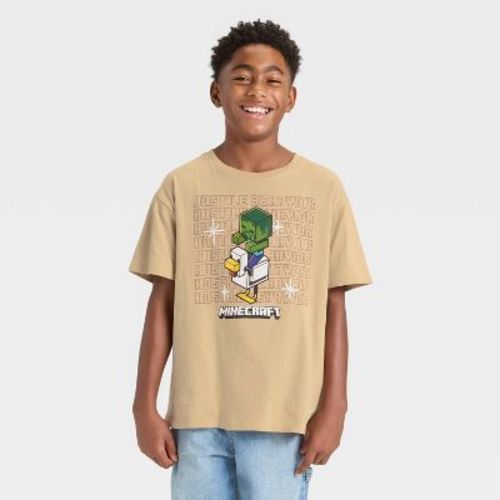 Boys' Minecraft Chicken Jockey Oversized Short Sleeve Graphic T-Shirt - Beige