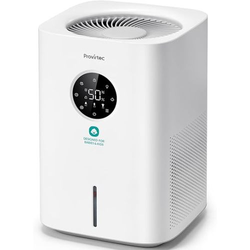 Pro Baby Evaporative Humidifier for Bedroom, MistFree & No White Dust, BPA-Free and 16dB Quiet Sleep for kids, 3 Age-Modes, Auto Control, Tap Water Safe, 4L Easy Clean Tank for Nursery