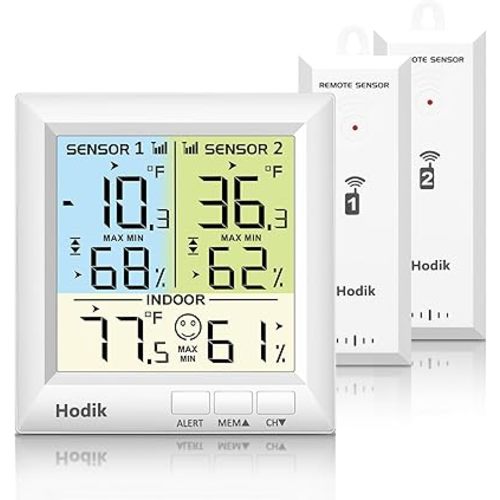 Wireless Freezer Thermometer with Alarm Refrigerator Thermometer, Fridge Freezer Alarm Thermometer Digital with 3 Adjustable Backlight and 330FT Remote Range for Kitchen Home Restaurant