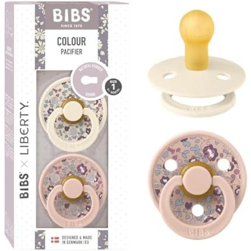 Bibs Colour Pacifier 2-Pack | BPA Free Soother, Round Nipple. Natural Rubber Latex,