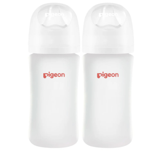 8oz Silicone Coated Glass Baby Bottle, Wide Neck 8 Oz (Pack of 2)