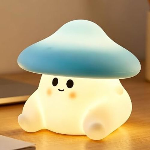 Mushroom Night Light for Kids, Cute Ghost Mushroom Lamp Silicone Baby Nursery Night Lamp, Dimmable Squishy Touch Bedside Lamps, Adorable Rechargeable Animal Lamps Gifts Kawaii Room Decor Girls Boys
