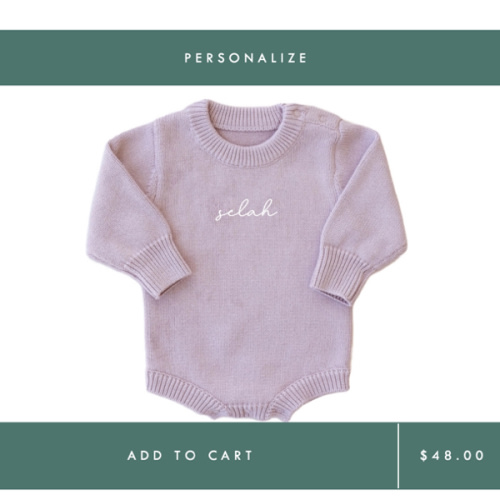 Personalized Knit Sweater Bubble Romper | Iris
