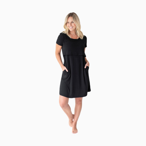 Kindred Bravely Eleanora Maternity and Nursing Lounge Dress - Black, 1X