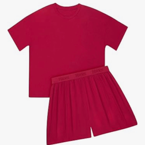 Hanes womens Originals 2 Piece Lounge Set, Comfywear Supersoft Boxy T-shirt & Sleep Shorts Loungewear Set