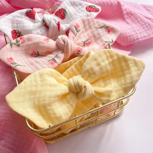 Baby Headband with Bow, Muslin Headband for Girls, Toddler Head Wrap, Kids Hair Accessory
