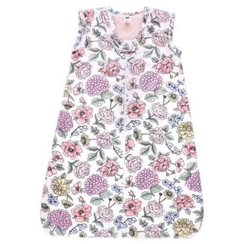 Hudson Baby Girls Plush Faux Fur Sleeping Bag, Wearable Blanket, Vintage Blossom, 0-6 Months