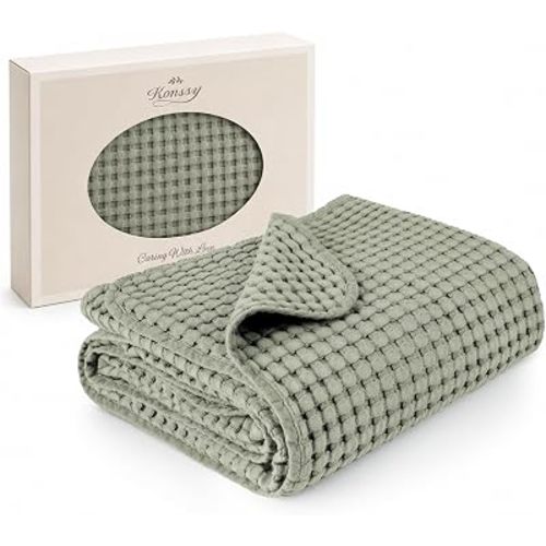 Konssy Waffle Baby Blanket for Boys & Girls, Soft Newborn Swaddle Blanket