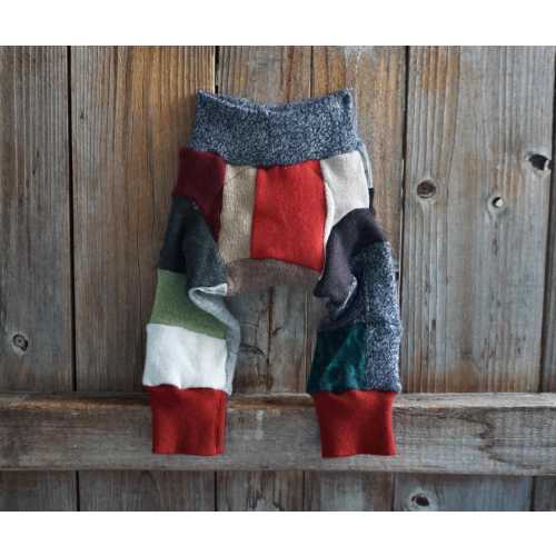 NEWBORN Upcycled Cashmere Longies Soaker Cover Diaper Cover With Added Doubler  Patchwork Scrappy 0-3 Months