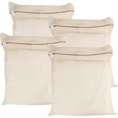 4-Piece Large Durable Organic Cotton Mesh Laundry Bags