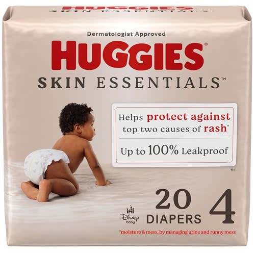Huggies Size 4 Diapers, Skin Essentials Baby Diapers, Size 4 (22-37 lbs), 20 Count, Packaging May Vary