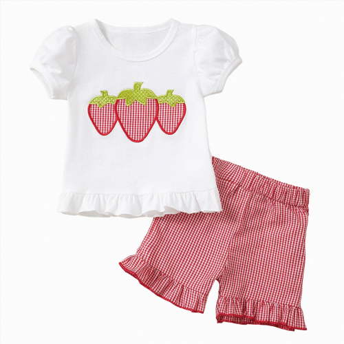 NOLDARES Toddler Baby Girl Summer Outfits Short Sleeve T-Shirt and Shorts 2Pcs Clothes Set for Girls(White,12-18 Months)