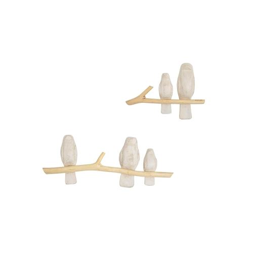 Crane Baby Handcrafted Wooden Bird Wall Decor, 2-Piece Set for Boys or Girls Woodland Nursery Decor, Natural Hand-Carved Wood, Woodland Decor For Nursery