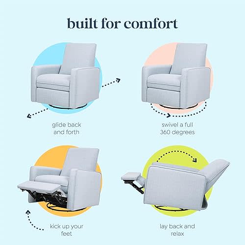 Davinci Penny Recliner and Swivel Glider in Performance Chambray Eco-Twill, GREENGUARD Gold and CertiPUR-US® Certified, Eco-Performance Fabric, Water Repellent & Stain Resistant