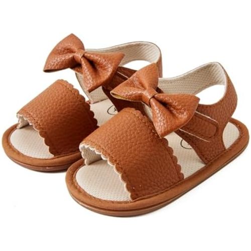 JOYEBUY Infant Baby Girl Sandals Summer Outdoor Casual Beach Shoes with Flower Bowknot Anti Slip Rubber Sole Newborn Toddler Prewalker First Walking Shoes
