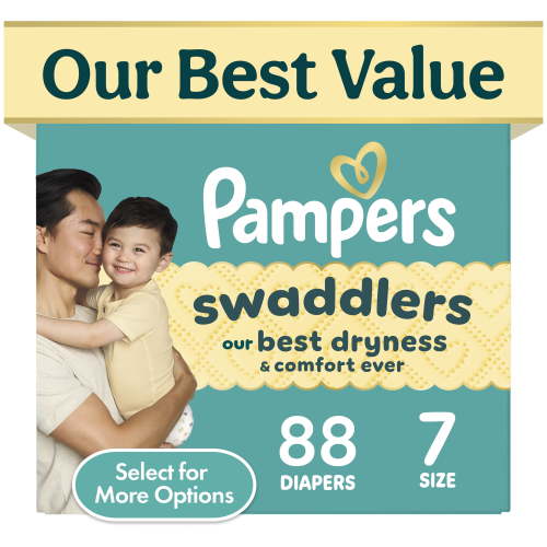 Free Shipping! Pampers Baby Diapers Size 7 88 Count Hypoallergenic Leak Protection Wetness Indicator