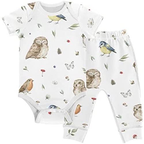 vvfelixl Baby Clothes Cute Cat Baby Bodysuits Set Unisex Short Sleeve Baby Pants Sets 0-3M