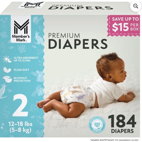 Member's Mark Premium Baby Diapers, Sizes Newborn - 8 - Samsclub.com