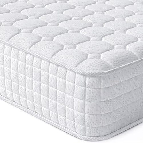 Vesgantti 8 Inch Multilayer Hybrid Twin Mattress - Multiple Sizes & Styles Available, Ergonomic Design with Memory Foam and Pocket Spring, Medium Firm Feel, White