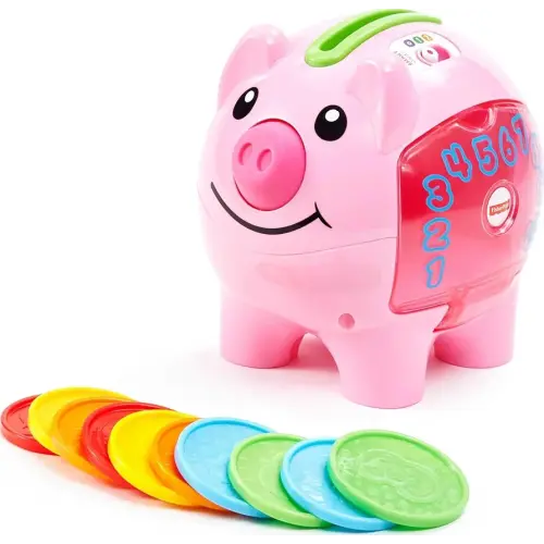 Fisher-Price Baby & Toddler Toy Laugh & Learn Smart Stages Piggy Bank with Educational Songs & Phrases for Infants Ages 6+ Months